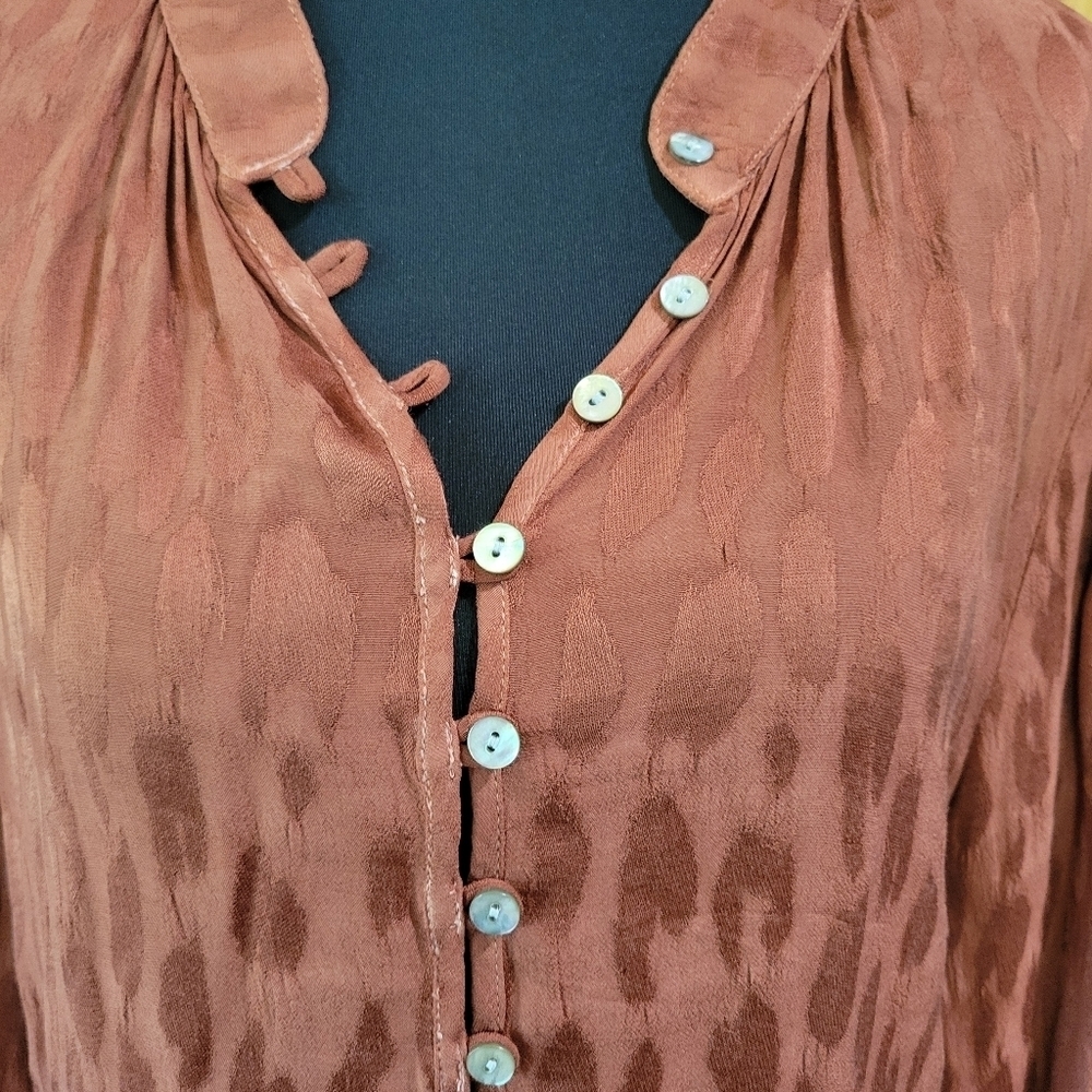 Women's Brown Button-Up Top - Picture 3 of 13
